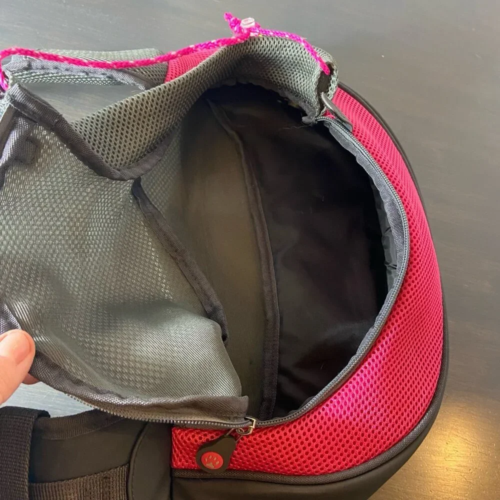 PAWS Chic Comfort Hands-Free Pet Sling Carrier – Pink & Grey - New